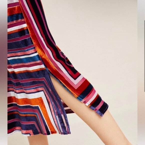 By Anthropologie Tina striped velvet midi slip column dress - Picture 3 of 8